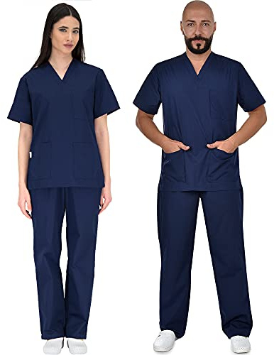 B-well Colombo Unisex-Schrubb-Set Schlupfkasack + Schlupfhose Set Medizin Arzt Uniform Schlupfjacke Oberteil mit Hose Medizinische Berufsbekleidung - Dicker Stoff