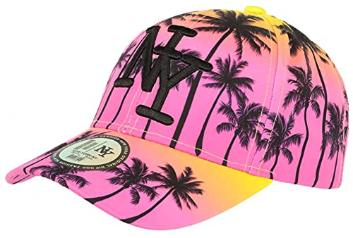 Casquette NY Rose et Orange Tropical Fashion Sunrise Baseball - Taille Unique - Rose