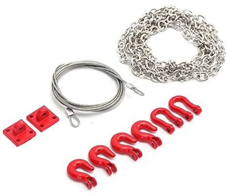 RiToEasysports RC Anhänger Sicherheitskette,Metall Anhänger Haken Abschleppkette Rettungs Abschlepphaken für 1/10 RC Kletterraupe RC Modellautos Teile Zubehör Für Modellautos Modellspielzeug