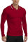 MLANM Men's Long Sleeve Polo Shirts Contrasting Colors Golf Tennis T-Shirt, Red 2XL