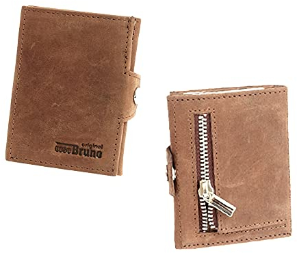 Minigeldbörse Herren braun Leder RFID Schutz, kleine Herren Mini Geldbörse, Mini-Geldbeutel Kartenetui schwarz Portemonnaie klein, Mini Portmonee Männer, Slim Wallet mit Münzfach
