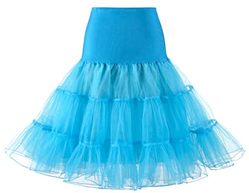 SSDH Jupe Jupon Années 50 Robe Rockabilly Jupons Crinoline pour Femmes S-2XL (Bleu, XXL)