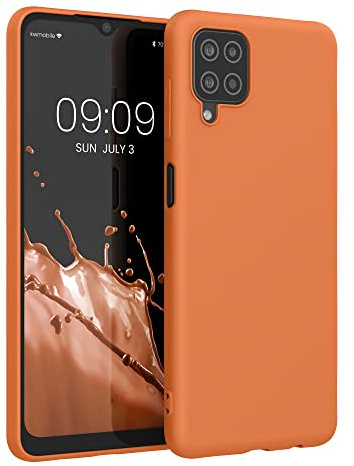 kwmobile Case for Samsung Galaxy A12 Case - Soft Cover - Shockproof TPU Material - Wireless Charging - Fruity Orange