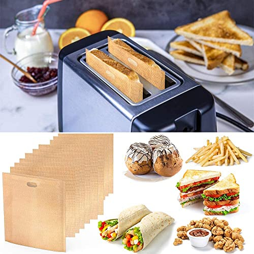 Toasterbeutel, 10 Stücke antihaft-Toastertüten Wiederverwendbare Toastabags Waschbar, Toaster Beutel für Toast Sandwich, Pizza, Käse