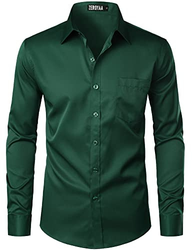 ZEROYAA Herren Casual Hemd mit Button-Down-Kragen