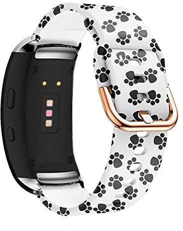 Bracelets en silicone pour Samsung Gear Fit 2 Pro/Gear Fit 2 Bracelet de rechange pour homme et femme Motif Sport Bracelet compatible avec Galaxy Gear Fit 2 / Gear Fit 2 Pro (empreinte de pied)