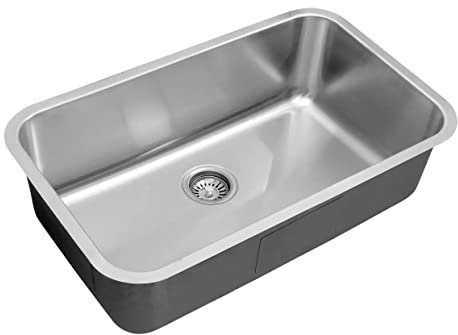 Évier de Cuisine en Inox 304 18/8 - 75,5x46 cm, Bac Rectangle Brossé Carré à Encastrer, Épaisseur 0,8 mm