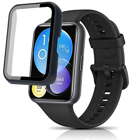 SeNool Coque Compatible avec Huawei Watch Fit 2, Étui avec Verre Trempé Protecteur D'écran, Coque de Protection en PC Rigide pour Huawei Watch Fit 2 - Bleu