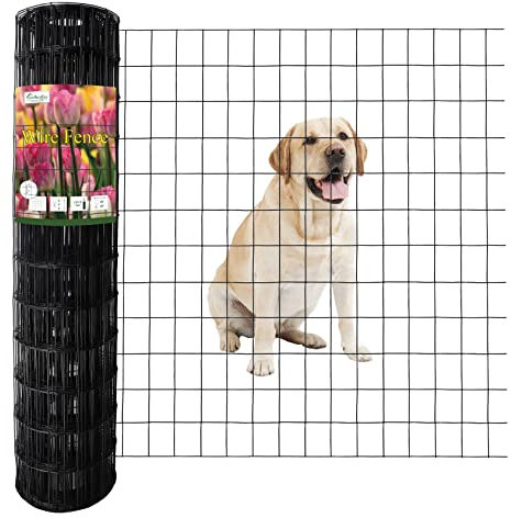 FOREHOGAR Gartenzaun, PVC-beschichtet, geschweißt, 16 GA, 7,6 x 5,1 cm, Schwarz