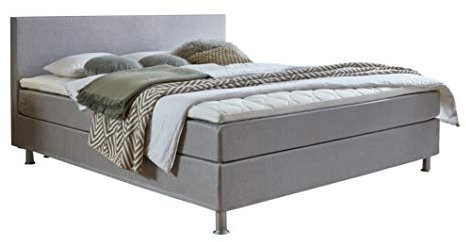ATLANTIC home collection Edison Boxbett inklusive Rost und H3 Federkernmatratze, Grau, 160 x 200 cm