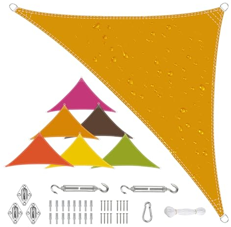 Sonnensegel Dreieck 4x4x4M, Segeltuch Pergola, Hergestellt aus 220g/m² hochwertigem Polyester, mit Befestigung Set, perfekt für den Außenbereich - Mangogrün