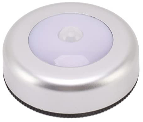 Spacnana LED Bewegungssensor-Schrankleuchten, 2 Stück, Batteriebetrieben, Weiß, 7 x 7 x 2,2 cm, Runde Automatische Nachtlichter für Schrank, Schublade, Treppenhaus