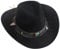 Unisex Cowboy Straw Hat Vintage Cowgirl Hat Classic Western Style Wide Brim Fedora Bucket Visor Cap Summer Beach Outdoor Sun Headwear with Decorative Hatband Black