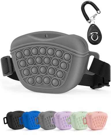 Gobeigo Silikon Hundeleckerli Beutel mit Hunde Trainingsclicker, Magnetischem Verschluss Tasche für Leckerlis, Welpentraining oder Hundespaziergänge, Hüftgürtel Fanny Pack (Grau)