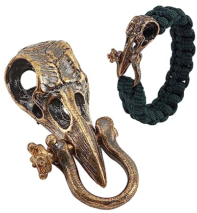 nbeads Vogelschädel Messingperle, Lanyard Spacer Perlen EDC Charms Anhänger Fallschirm Cord Tool Charms Zubehör Für EDC String Armband Handwerk, Antike Bronze