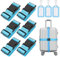 Flintronic 6-Stück Premium Gepäckgurt Koffergurt Kofferband Einstellbare rutschfest Gepäckband Lang kofferbänder Luggage Strap + 3 Stück Kofferanhänger Sicher Reisen für Koffer - Blau