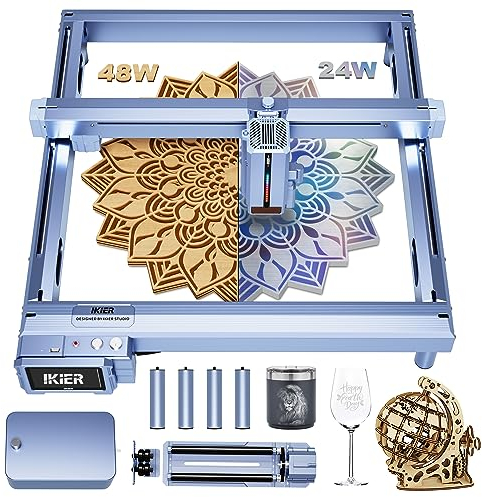 IKIER K1 Pro Max Laser Graviermaschine und Laserschneid mit Leistungsschaltung 24W/48W Lasergravierer Mehr R2 Laser Rotationswalze