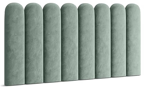 Muralo Polsterpaneel ovales WANDPOLSTER Wandkissen Bettkopfteil Wandpaneel Schlafzimmer Wohnzimmer Bett Lendekissen Modern Luxus Gepolstert Polster Paneel (Mint, 20 cm x 60 cm)