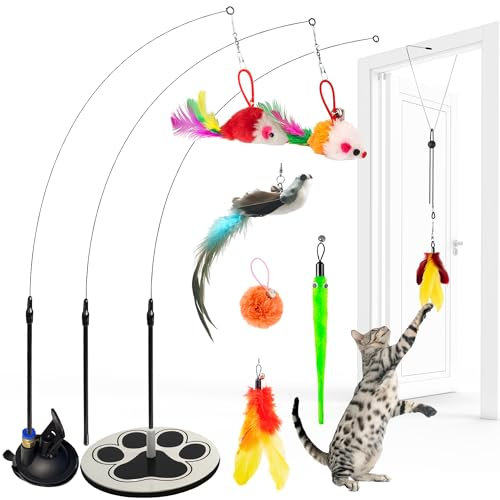 Interactive Bird Simulation Cat Toy Set Bird Simulation Cat Toy Suction Cat Toy Flying Bird Cat Toys For Indoor Cats Feather Kitten Toys Cat Toy Mouse On String Wand Floor Solid Base Cat Interactive