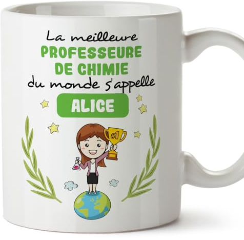 MUGFFINS Tazas Personalizadas para PROFESORA DE QUÍMICA mujer - En Francés - Tu Meilleur du Monde - 11 oz / 330 ml - Regalo Personalizable original y divertido