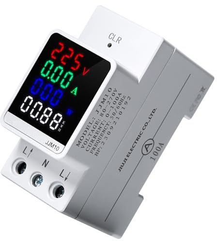 Ailao Stromzähler Hutschiene Stromzähler Einphasig LCD Strommessgerät Digital Energiekostenmessgerät Stromverbrauchsmesser Geeicht, AC 80-270V Stromstärke 0-100A, Zur Überwachung der Elektrizität.…