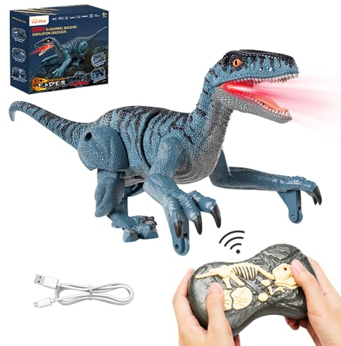 AEUZWR Ferngesteuerter Dino, Dino Ferngesteuert mit Licht, Gehen, Brüllen, Ferngesteuerter Dinosaurier, Dino Mit Fernbedienung für Kinder, für Jungen Mädchen 3, 4, 5, 6,7,8,9 Jahre