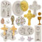 MYPRACS Kreuz Silikonform Kommunion Kelch Taube Fondant Formen Taufe Kuchenform für Taufe Party Kuchen Dekorieren Cupcake Topper Polymer Clay Candy Chocolate Gum Paste 6 Stück