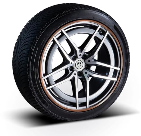 PRIORIM Classic Aluminium 4 x Felgenschutzring, Hochwertiger Schutz für Autoreifen & Felgen, Langlebiger Rundumschutz, Kratzfest & Wetterbeständig, Einfache Montage (Kupfer, 21)
