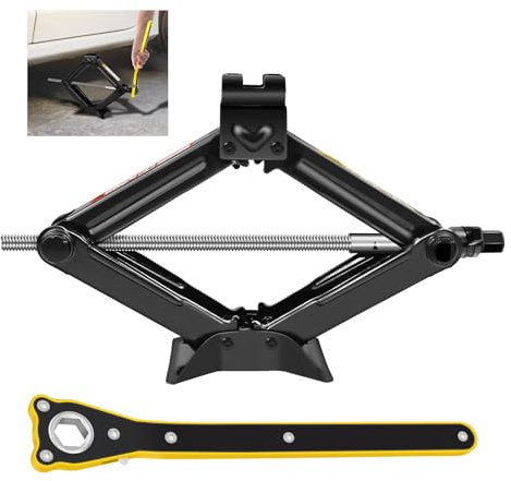 HSHa Scherenwagenheber 2T, Scherenwagenheber für Auto und SUV, 2T Wagenheber mit Ratschengriff, Auto Wagenheber Maximale HöHe 390mm