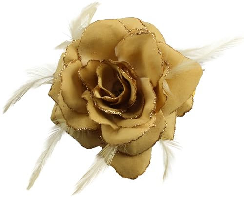Gold Rose Hair Clip Large Rose Fascinator Flower Hair Clip Hair Accessories Clips Elastic Gold Wedding Hair Flower, 1pc