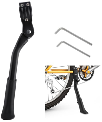 kimcrown Fahrradständer 24-29 Zoll, Fahrradständer Mountainbike Höhenverstellbarer Ständer Fahrrad, Anti-Rutsch Fahrrad Seitenständer Geeignet für Mountainbikes, Citybikes und E-Bike