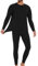 HIPOWER Thermal Underwear Mens Set Top Bottom Long Johns Warm Base layer Fleece Lined Set Vests Leegings Trousers for Cold Winter Wear and Skiing Running Workout Black