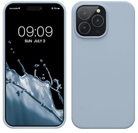 kwmobile Cover per Apple iPhone 14 Pro Max Custodia - Back Case per Caricatore Wireless - Antiurto e Flessibile in Silicone TPU - blu chiaro matt