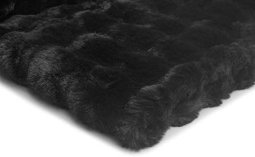 Kunstfell Bubble, Kaninchenfell, einseitig, meterwaren Textilien, 50 x 180 cm (Schwarz)