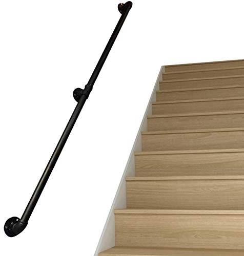 TONZN Treppengeländer-Handlauf 1ft-20ft Handlauf für Treppen, schmiedeeiserne Wandhalterungen, sicheres, rutschfestes Treppengeländer aus Rohren für den Innenbereich (Größe ()