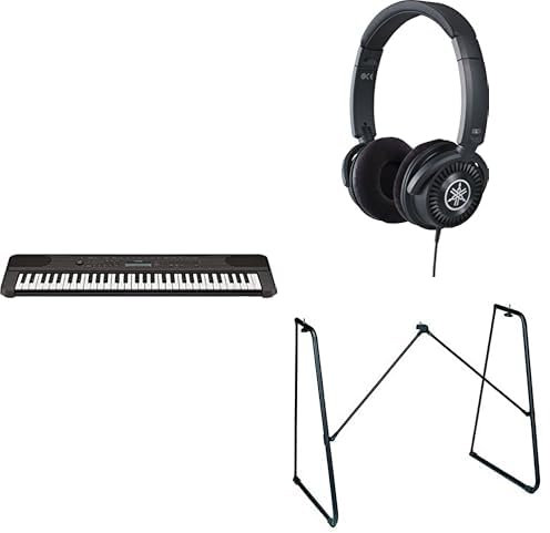 Yamaha Clavier portable PSR-E360 livré avec un casque HPH-150 et un support de clavier L-2C