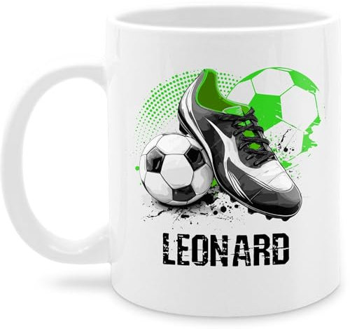 Tasse Tassen 325ml - Personalisiertes Fußballgeschenk mit Namen | Geschenke für Fußballfans | Weihnachtsgeschenke Fußball - 325 ml - Weiß - fussballgeschenke junge fussballtasse fussball