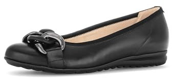 Gabor Damen Klassische Ballerinas, Frauen Flats,Pumps,Halbschuhe,Sommerschuhe,Slipper,Ballerina-Schuhe,flach,schwarz(Uni+asilb),44 EU / 9.5 UK