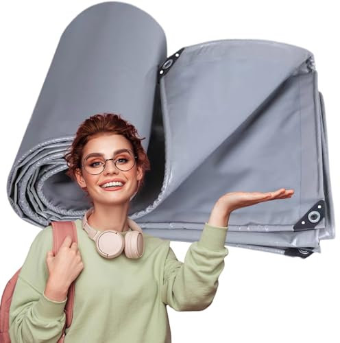 JXLQFA Bâche de Protection, 3x13.5 m 450g/m² Grande Bâche Plastique de Masquage pour Protéger Sols et Meubles lors de Travaux de Peinture, PVC Résistant aux Solvants JXL11, Gris