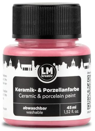LM-Kreativ Peinture céramique et porcelaine 45 ml - Rose - Passe au lave-vaisselle - Peinture pour verre et céramique - Idéale pour peindre des tasses et de la porcelaine - Projets créatifs sur verre