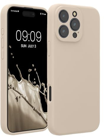 kwmobile Case Compatible with Apple iPhone 16 Pro Max Case - Slim TPU Silicone Phone Cover - Soft Touch Finish - Cream