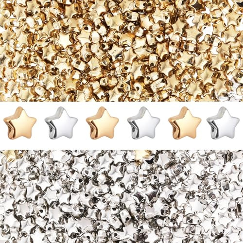 500Stück Stern Perlen 6mm Sternförmige Abstandsperlen Acryl Sternform Perlen für Armbänder Stern Abstandsperlen Pentagramm Zwischenperlen Stern Goldene Perlen Charms für Diy Schmuckherstellung Basteln