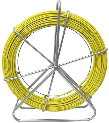 WUDLEP Fiberglass Duct Rodder 1/4 492FT with Steel Stand and Brake, Fiberglass Electric Cable Installation Tool, Electrician Pipeline Cable Running Threader Fish Tape Puller