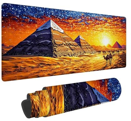 Landscape Mouse Mat Desert Mouse Pad 1200 x 600 mm Large Desk Mat, Gaming Mouse Pad with Stitched Edges, Extended Mousepad with Anti-Slip Base, Waterproof Keyboard and Mouse Mat, Gifts for Men F-65