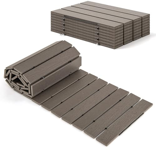 GOPLUS Allée de Jardin 242 CM, Chemin de Jardin Droit en HDPE, Surface Antidérapante, Connexion Métallique, Poignée de Transport, Passerelle Décorative pour Terrasse, Plage, Jardin, Cour
