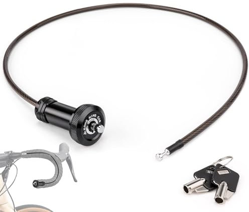 KONG MING CAR Kabelschloss Fahrradschloss – Verstecktes Lenker-Ende Schloss, Leichtes und Tragbares Skischloss, Geeignet für Fahrrad, Roller und E-Scooter mit Tasche (Schwarz)