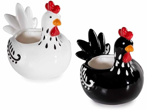 Gruppo Maruccia - Contenitori da cucina in Ceramica - Set da 2, a Forma di Gallina - Decorazione Casa, Idea Regalo