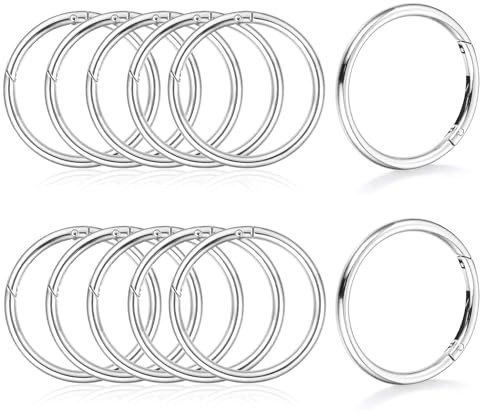 sdhiiolp 12 Stück Karabiner Rund 45mm Zinklegierung Schlüsselring Karabiner Karabinerhaken Rund Karabiner Ring für Schlüsselanhänger, Tasche, Schmuck, DIY Handwerk Machen (Silber)