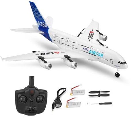 SAYZON RC Plane,Aircar A380 Model Plane 3CH EPP A120 RC Airplane for kids and Adults 2.4Ghz Fixed Wing RTF Remote Control Airliner with 2 Batteries