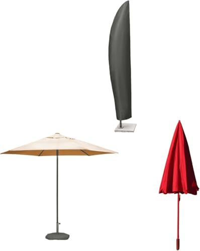 Home Source Duracover Waterproof Parasol Cover, 190cm(6.23ft) – Durable UV Resistant 130g PE Knitting Cloth with Drawstring Closure, Fits Large & Jumbo Parasols, Weatherproof Protection